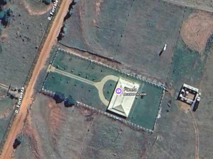 Vista aérea por satélite da localização conhecida como Oásis
